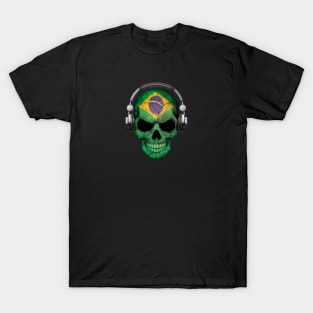 Dark Skull Deejay with Brazilian Flag T-Shirt